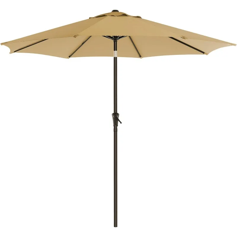 Patio Umbrella, 9 ft Outdoor Table Umbrella, Deck Umbrella, with 8 Ribs, UPF 50+, 30° Dual-Tilt System, Base Not Included