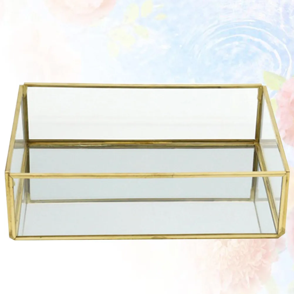 

1 шт. Четырехсторонняя медная шкатулка для украшений с элегантным геометрическим дизайном для хранения колец, декор для комнаты, подставка для украшений