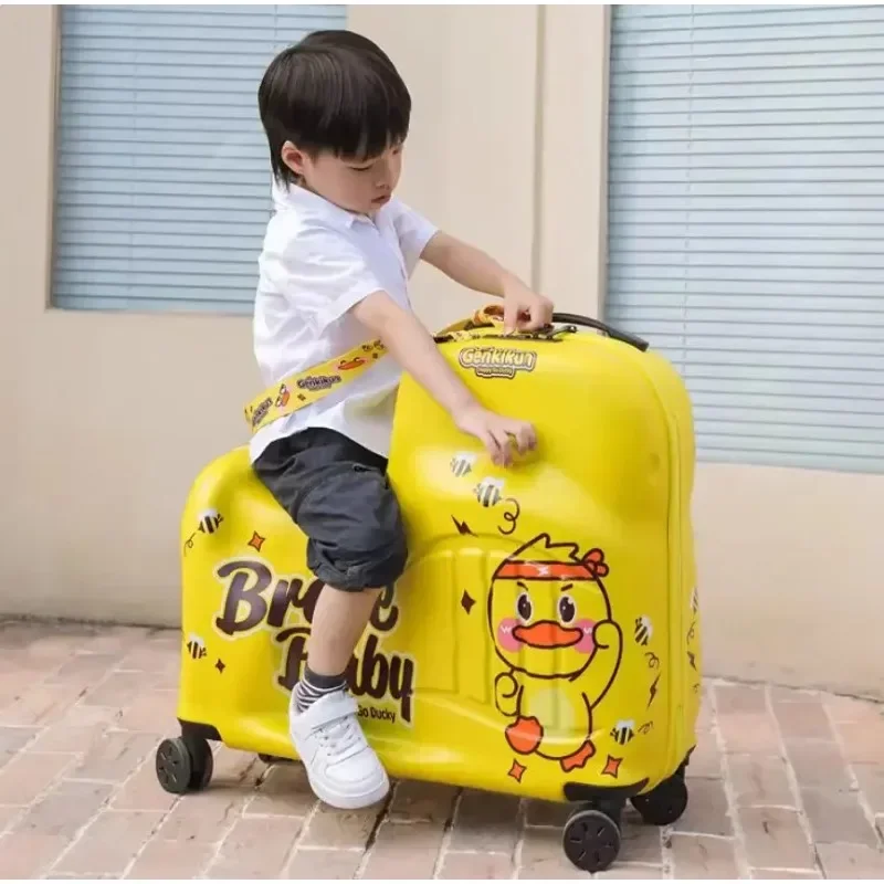 New Cartoon Suitcase Girl Sit To Ride on Trolley Luggage Travel Bags 20/24 Inch Boy Suitcase on Wheels Gift Rolling Suitcases