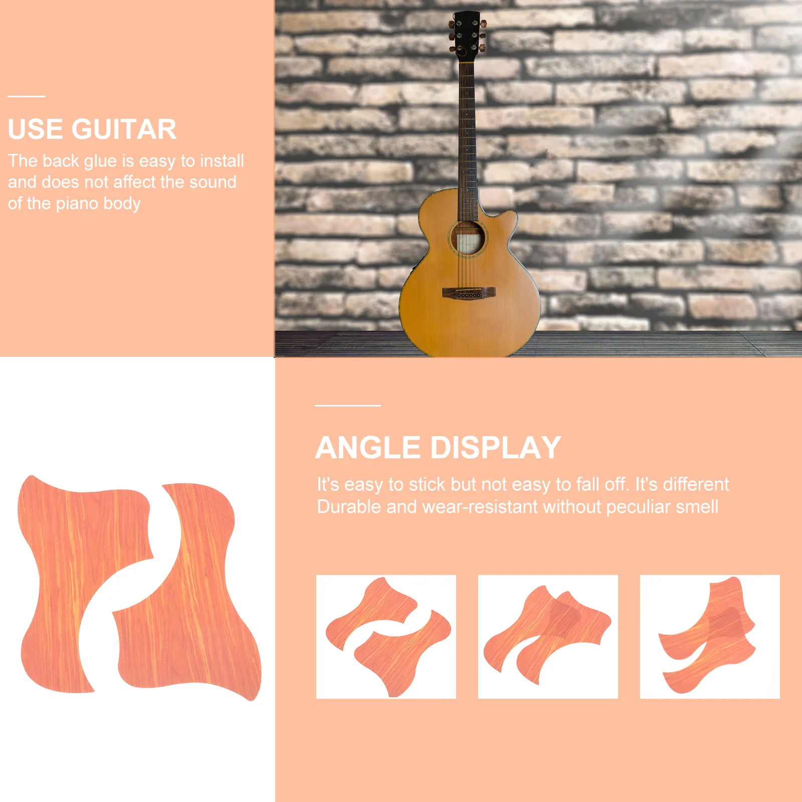 

2Pcs PVC Grain Acoustic Guitar Pickguard Wood Texture Protective Plate Guitar Anti-Scratch Guard Plate Acoustic Parts