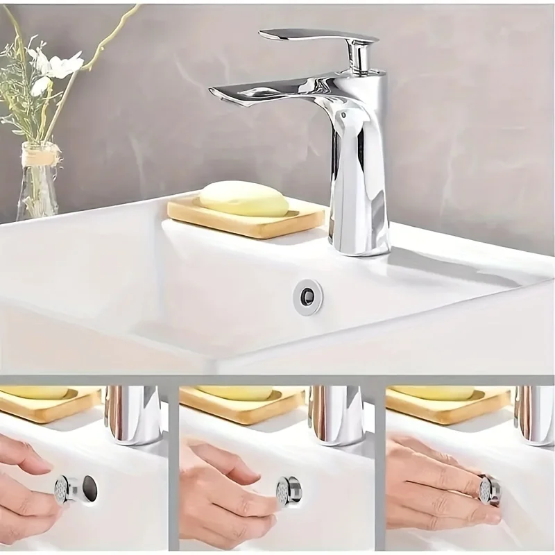 4 Plastic Bathroom and Kitchen Sink Overflow Cover Rings, Replaceable Chrome Hole Round Drain Covers
