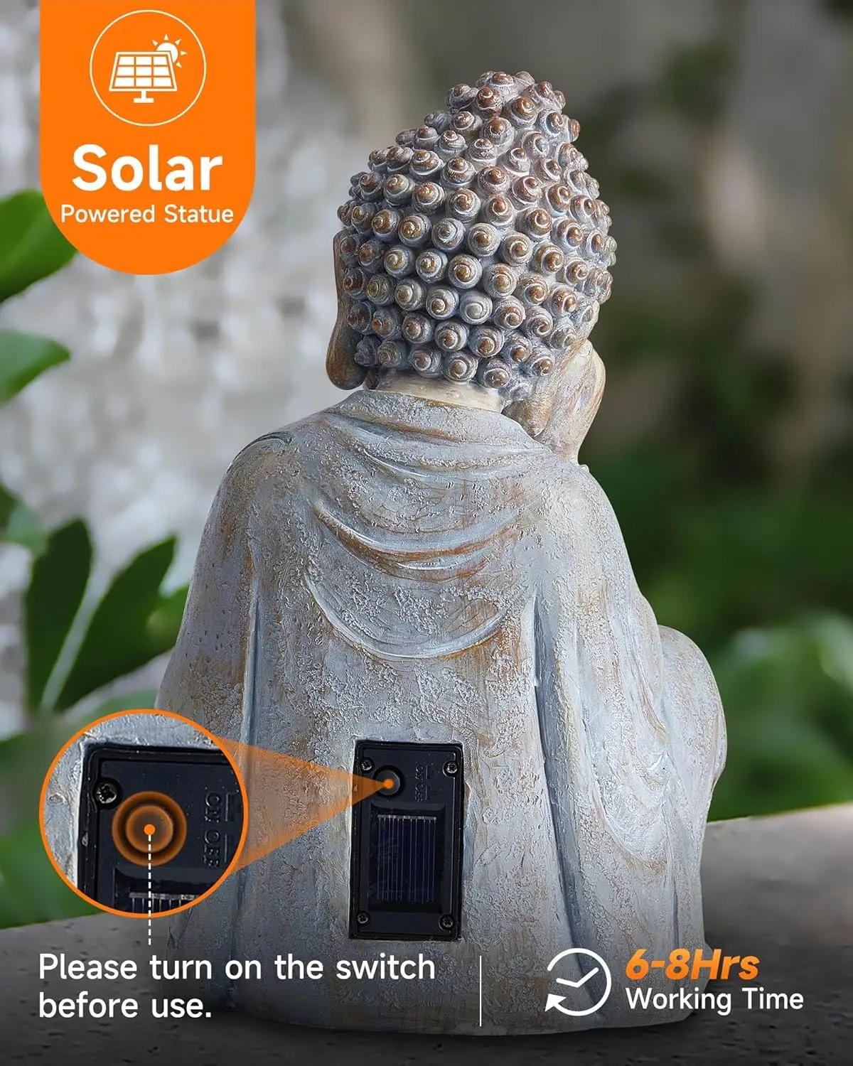 Statue de bouddha solaire avec lumière de Lotus, décoration extérieure étanche IP65 pour jardin, Patio, maison