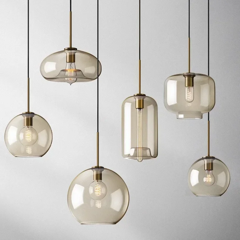 Industrial Retro LED Glass Pendant Light Nordic Loft Hanging Chandeliers Lighting Kitchen Restaurant Pendant Lamp Suspension