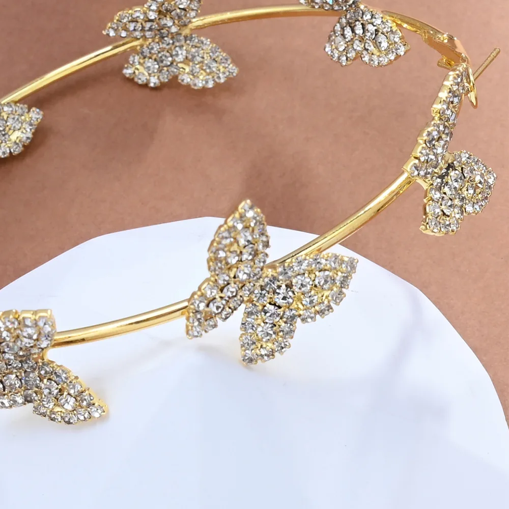 Korean Style Butterfly hoop earring Without Piercing For Women Sparkling Zircon hoop Earrings Wedding Party Jewelry Gift