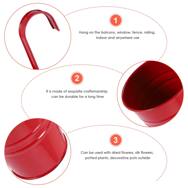 10 Piece 13Cm Balcony Pot Flower Pot Hanging Pot Balcony Garden Pots Wall Planter With Mini Tool