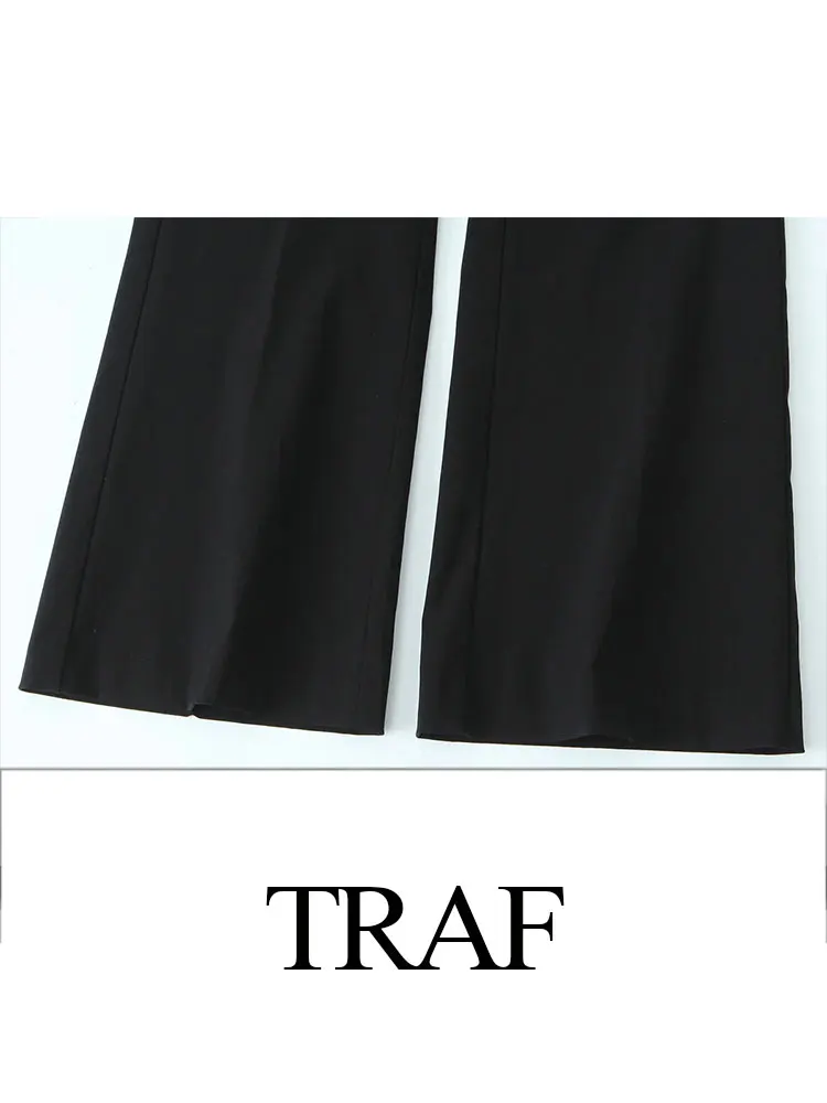 Imagem -06 - Traf-calça de Cintura Alta Feminina Calça Levemente Picante Mosca com Zíper Calça Longa Fina Moda Casual Chique Elegante Primavera