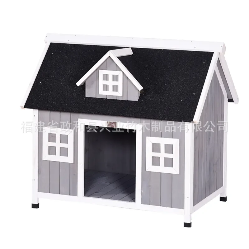Solid Wood Pet House Waterproof Indoor Outdoor Dog Cat Shelter Durable Wooden Animal Bed for Home Garden Use