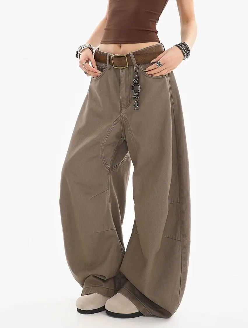 WCFCX STUDIO streetwear 여성용 뉴 빈티지 헐렁한 청바지 Y2K 하라주쿠 힙합 인기 고딕 하이 웨이스트 와이드 레그 팬츠