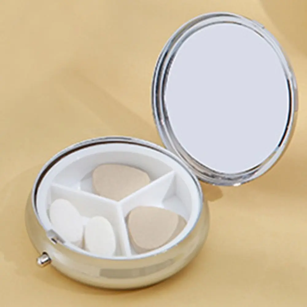 Easy to Carry Stainless Steel Folding Pill Boxes Portable Mirror Drugs Box Dust Prevention Metal/Plastic Cosmetic Mirror Women