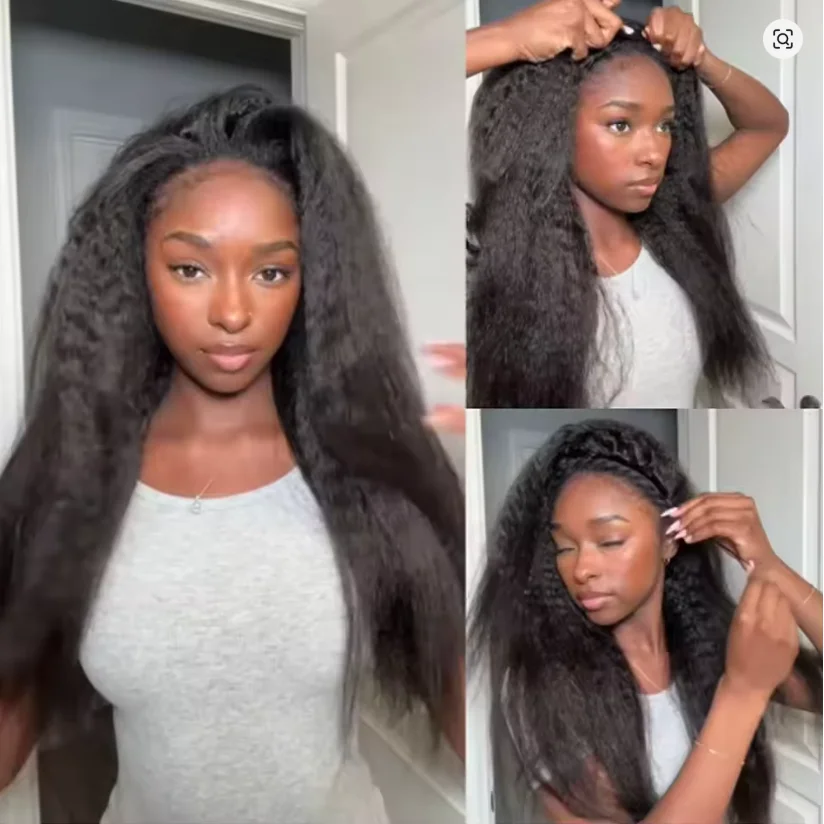 

180% Straight Human Hair Wig 3 IN1 Half Wigs 100% Human Hair Pull Go Real Glueless Half Wigs Human Hair Curly 16-30 Inches