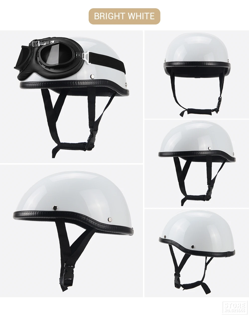 Motorrad Halbhelm Deutscher Leder Vintage Helm Casco Moto Motorrad Jethelm Biker Pilot DOT Zertifizierung S-XXL – Detail 12
