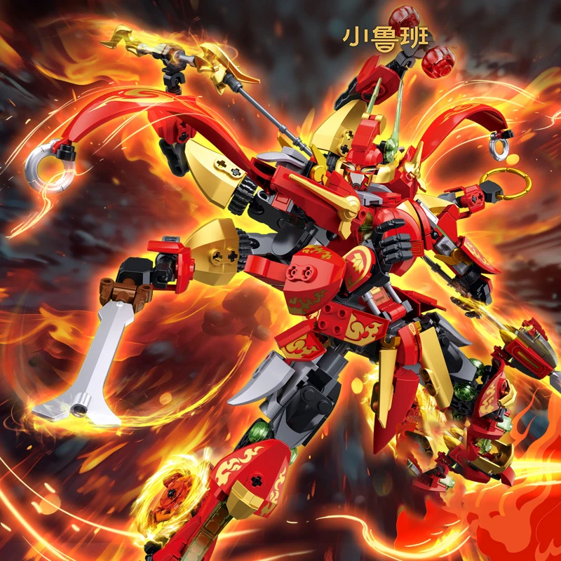Sluban Mech Giocattolo di Natale Yang Jian Nezha Tre Principe Mech Mech Robot che cambia forma modello di puzzle per bambini giocattolo da costruzione