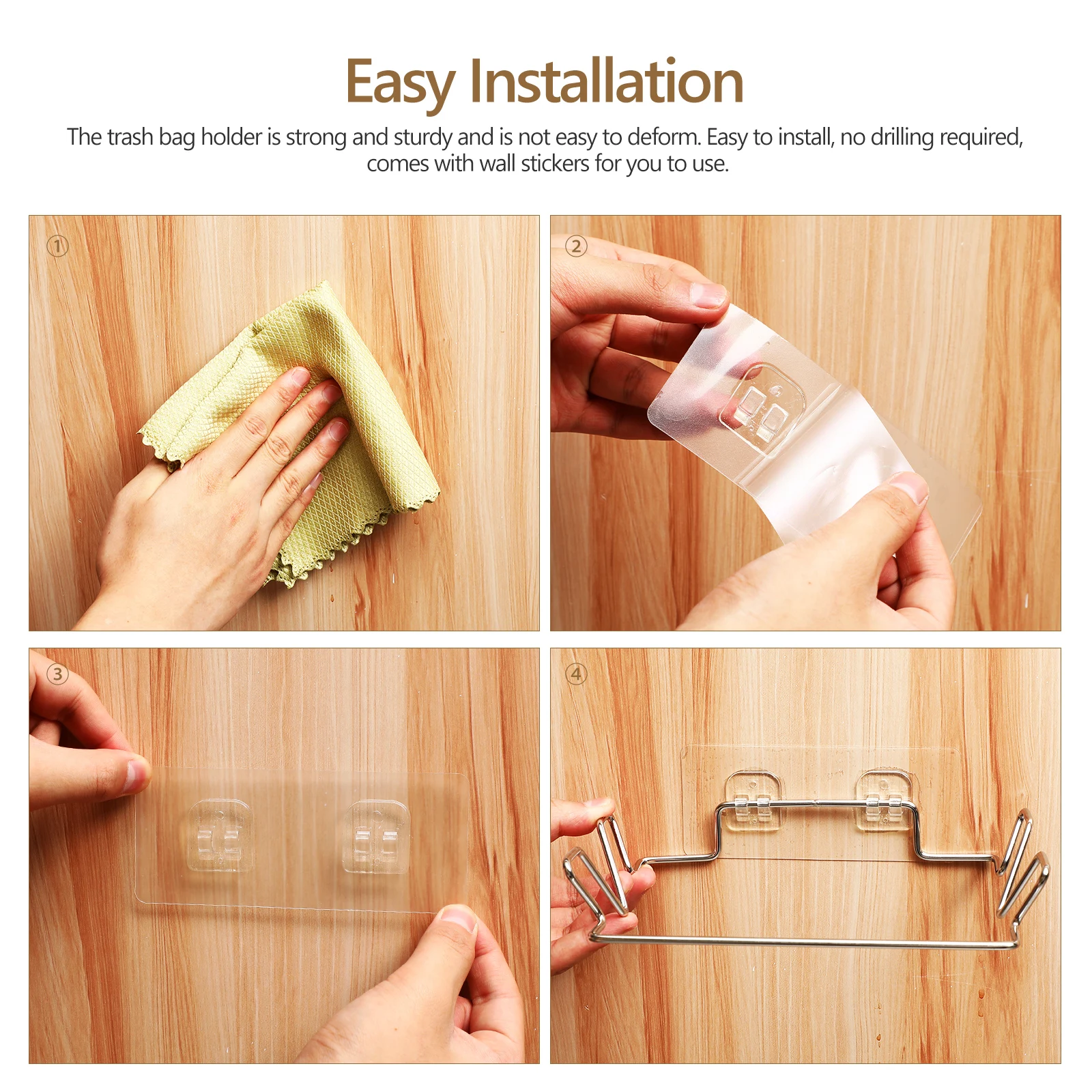 

1 set 1 Set Stainless Steel Garbage Bag Holder Rack For Kitchen Cabinet Door Portable Trash Bag Dispenser Over The Door Storage