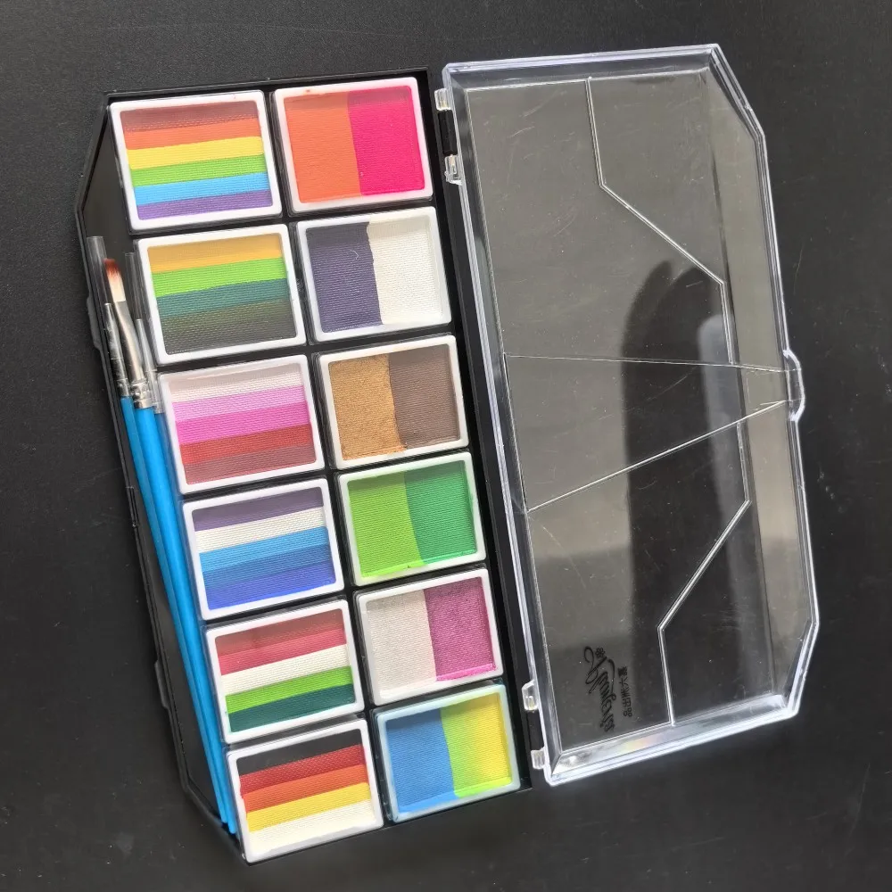 

New 12 Split Liners Pallet Water Activated body painting Rainbow Colors Hydro Face Paint Palette