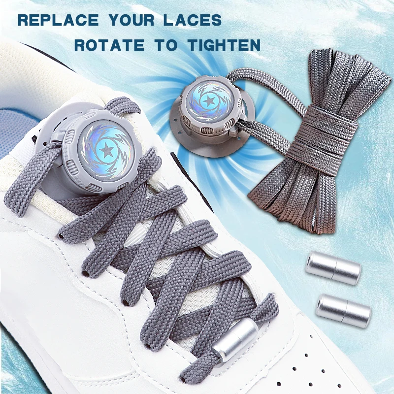 New Swivel Buckle Laces Automatic Flat Shoelaces Without Ties Casual Shoes Adults Kids Sneakers No Tie Shoe Laces