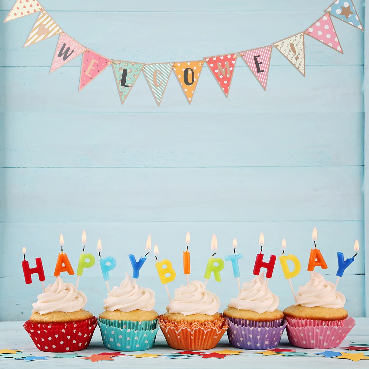 

1pc Colorful Birthday Decoration Bunting Flags Paper Party Pennant Banner for Kids Baby Shower Festive DIY Decorations