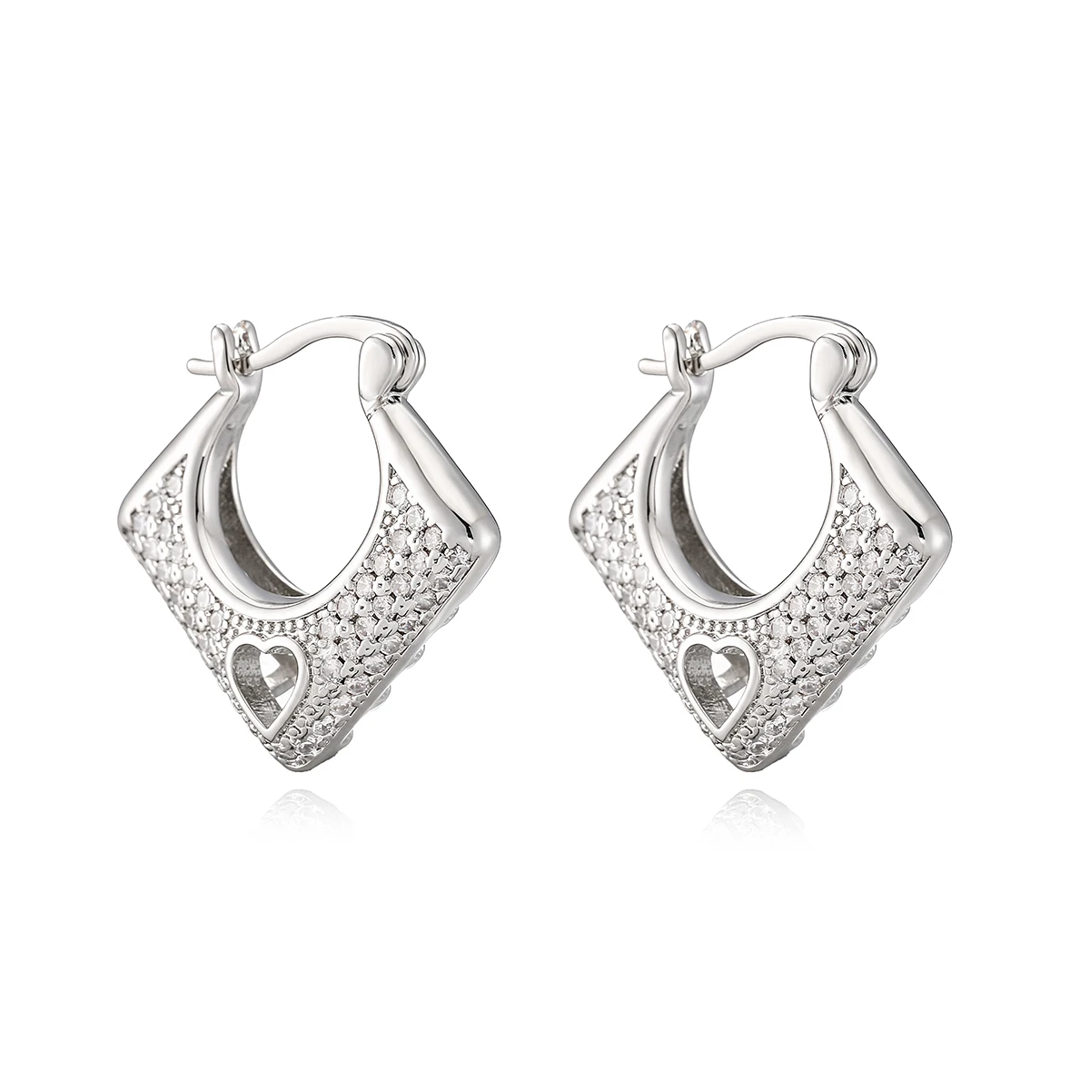NEWBUY Luxury AAA Cubic Zirconia Inlay Wedding Jewelry Trendy Silver/Gold Color Geometric Shape Hoop Earrings For Women