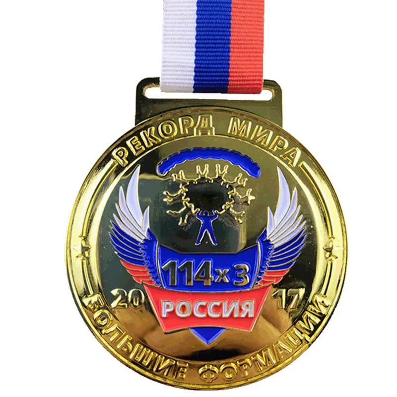 custom metal  medal for Sports meeting in soft enamel with cotton ribbon