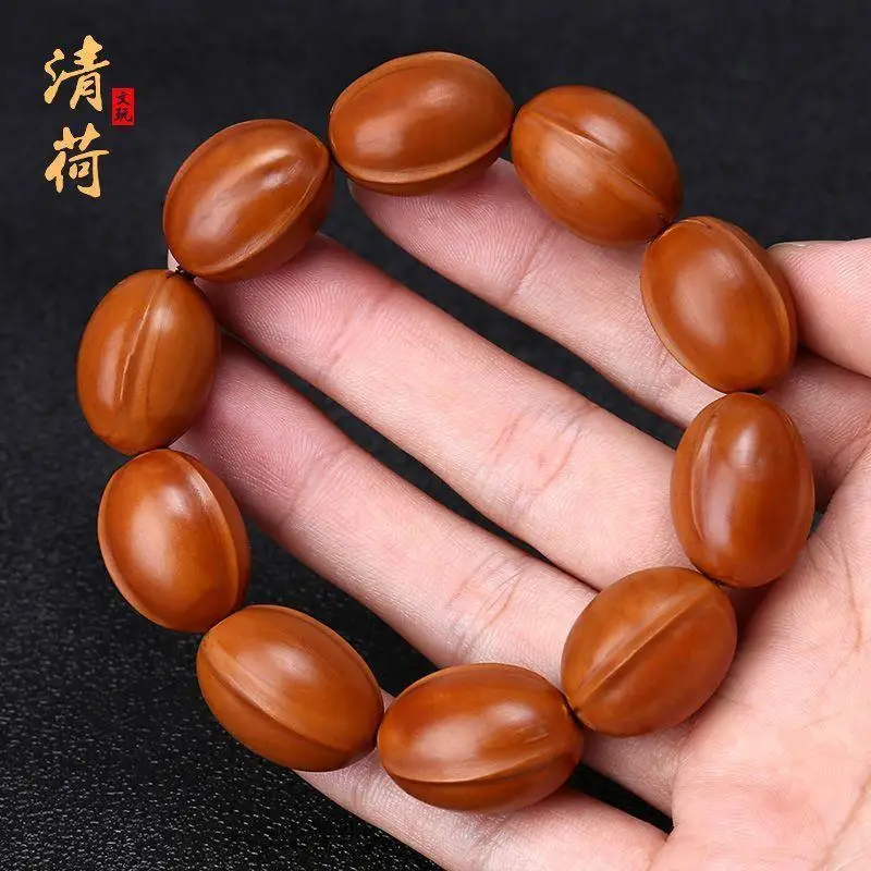 Olive nut bracelet2.0Large Seeds Hand-Polished Plain Core Light Bead Shark Back Olive Hu Bracelet Iron Core Old Materials