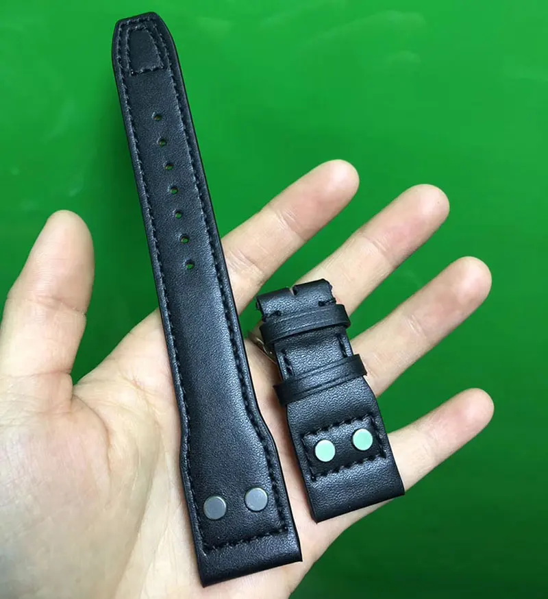 XIANERSHANG Luxury Custom 22MM Needle Texture Cowhide Watchbands Top Handmade Genuine Leather Belt Waterproof Watch Accessories