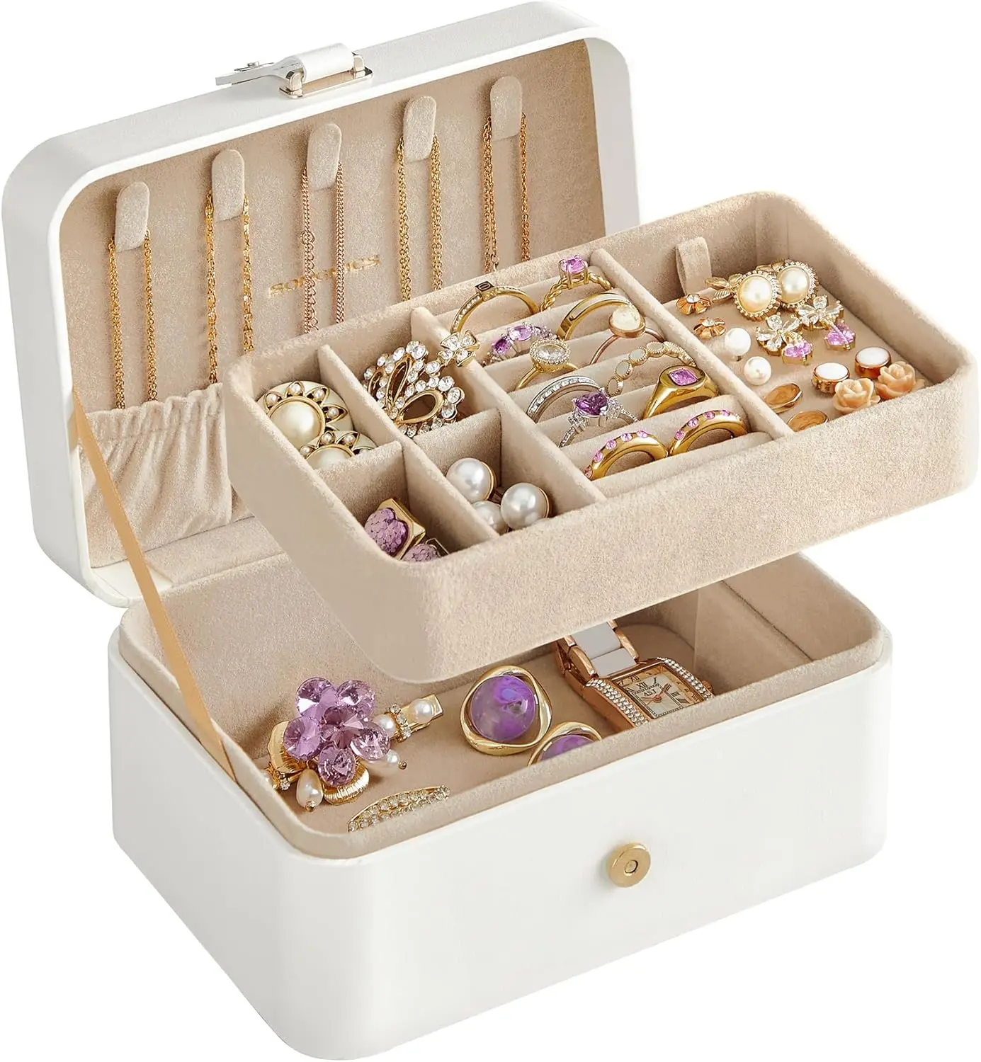 

2-Layer Travel Case for Earrings, Necklaces, Bracelets - Portable Jewelry Storage with Large Capacity, Gift Idea