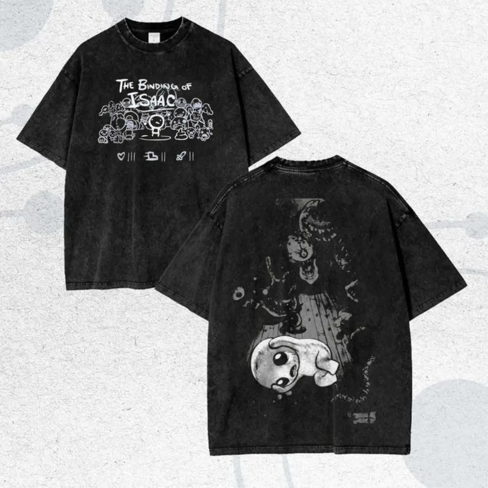 The Binding of Isaac Grafik-T-Shirt Indie Horror Game Streetwear Unisex Oversized Sommer Baumwolle Washed Retro Tee Kleidung Tops – Detail 2