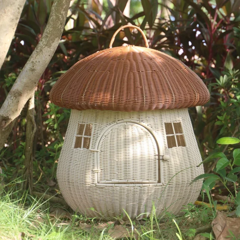 

Internet Celebrity Closed Outdoor Home Dual-Use Pet Bed Cute Kennel Anti-Rattan Mushroom House Nest