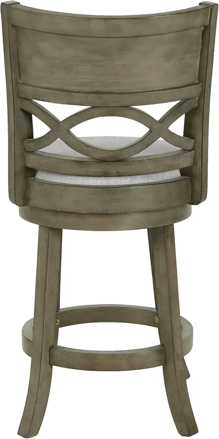 Classic Manchester Counter Stools, Set of 2, Gray Fabric, Swivel, 24-Inch