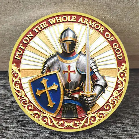 สวมใส่ชุดเกราะของพระเจ้าทั้งหมดเหรียญสะสมคริสเตียนศรัทธาคอลเลกชันเหรียญที่ระลึกของขวัญ