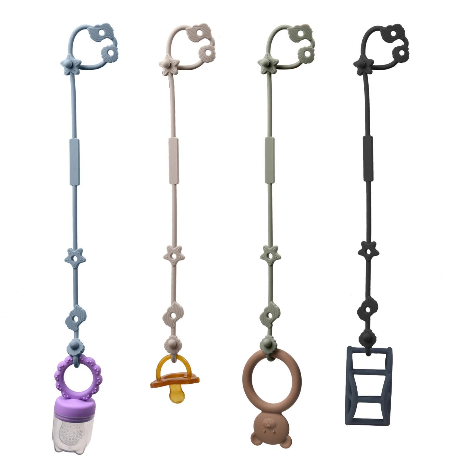 One-Piece Silicone Conch-Shaped Anti-Loss Chain for Strollers, Baby Bottles, Pacifiers, Teethers, and Toys—Silicone Anti-Drop