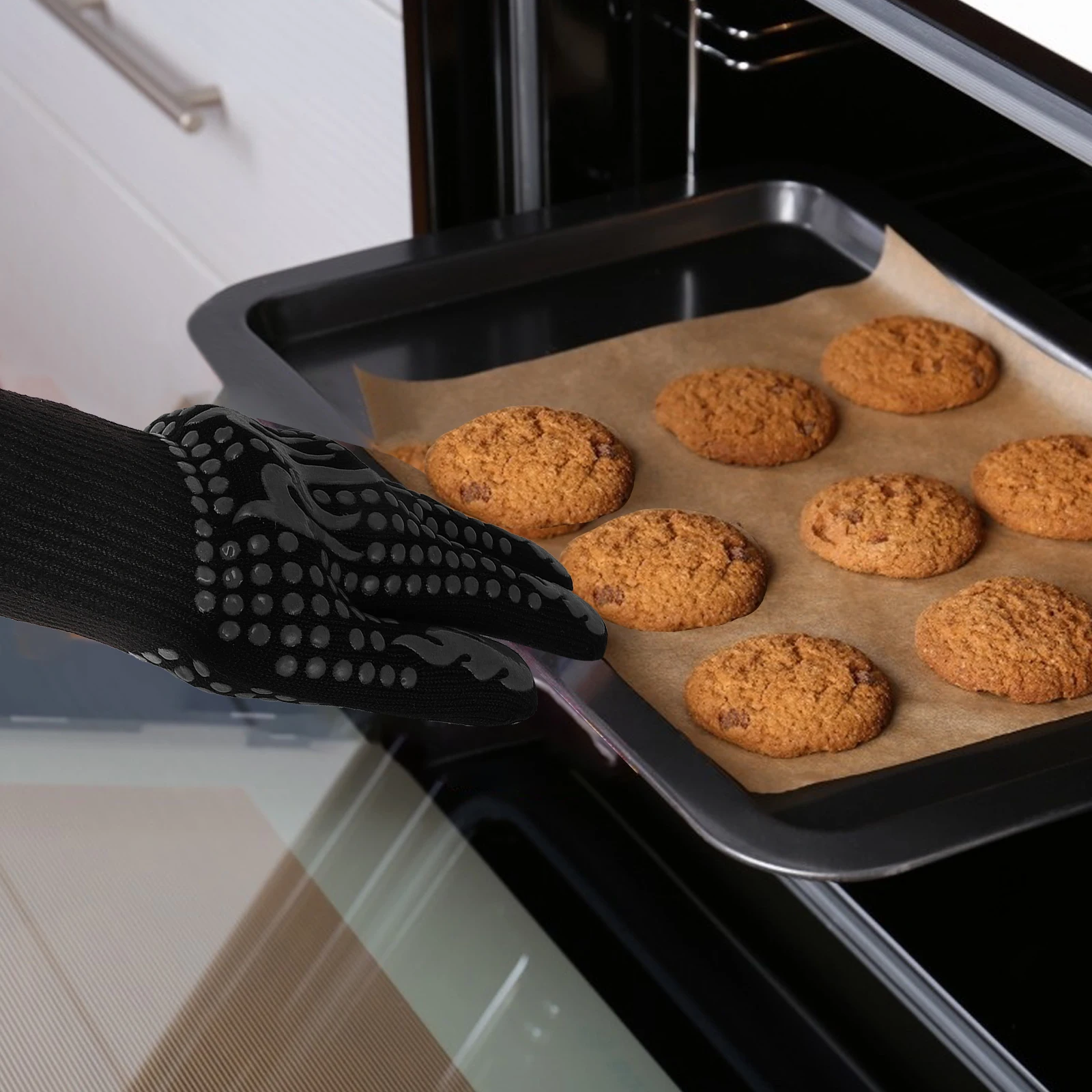 

1Pair Heat Resistant Insulation Gloves Thickened Silicone Oven Mitts Non Slip Bbq Microwave Baking Oven Gloves