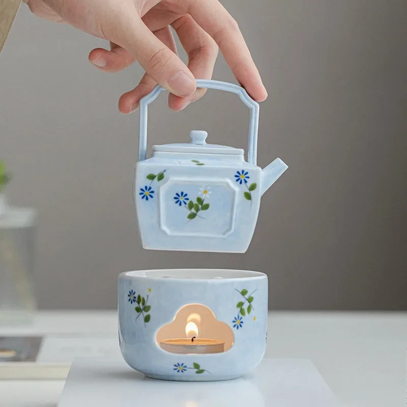 1PC Hand Painted Small Daisy Teapot Handle Beam with Filter Tea Making Household Kung Fu Tea Set Teapot