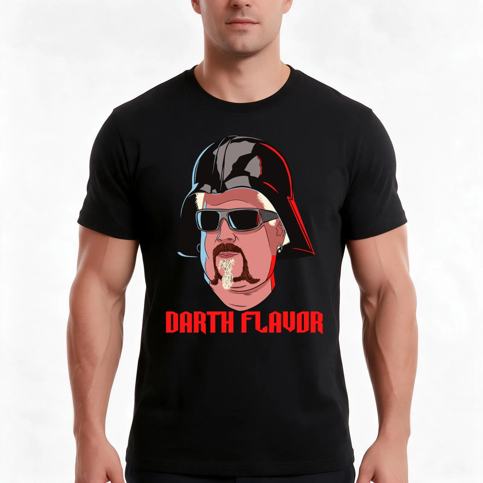 Darth Flavor T-Shirt, Summer Casual Cotton Tee, Oversized Streetwear Tops, Vintage Graphic Print, Loose Fit Short Sleeve