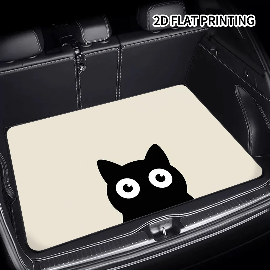 1pc Minimalist Black Cat Silhouette Pattern Car Trunk Mat, An Essential Travel Item, Compatible With Various Car Models, Perfect