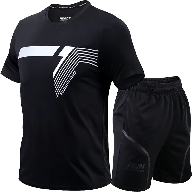 2 Pcs/Set Men\'s Tracksuit Gym Fitness badminton Sports Suit Clothes Running Jogging Sport Wear Exercise Workout set sportswear