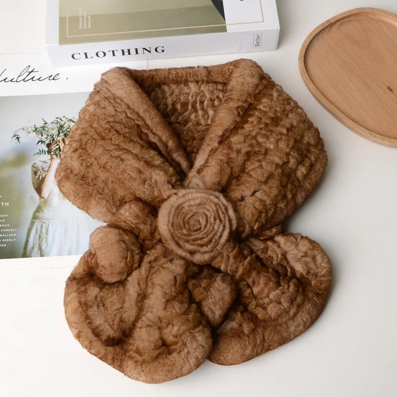 

Модный женский шарф из натурального меха кролика рекс, теплый перекрестный пушистый мягкий утеплитель для шеи с загоревленным краем на осень-зиму