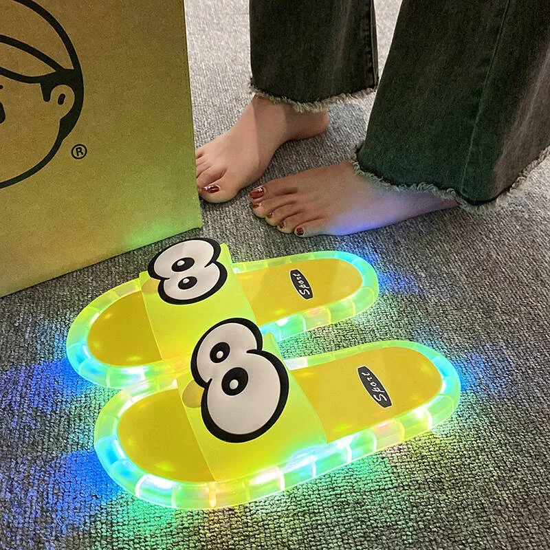 Funny Big Eyes Luminous Slide Slippers Summer Fashion Non Slip Open Toe For Couples Indoor Outdoor Home Bathroom Outerwear shoes view 2