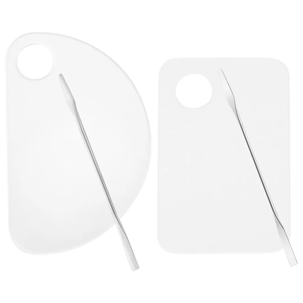 

2Sets Transparent Nail Art Makeup Palettes Lightweight Portable Mixing Plates Reusable Easy Clean Makeup Tools