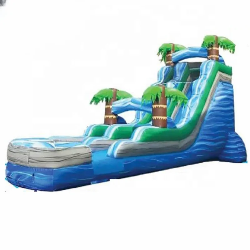 Fun and Safe Inflatables New 18' Tropical Marble Inflatable Water Slide