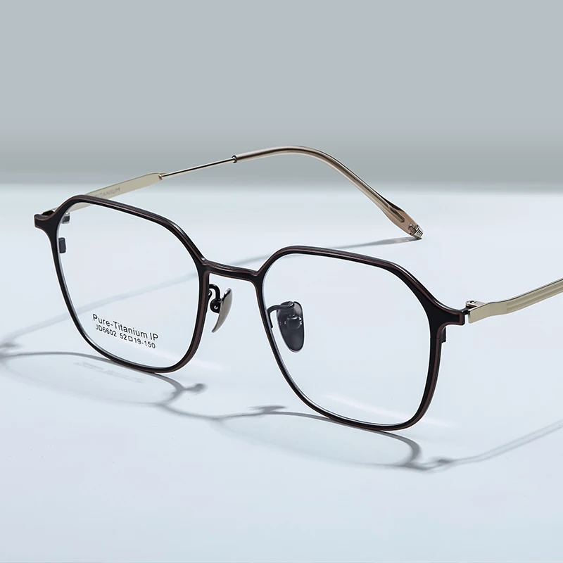 2026 Brand Design Ultra Thin Plate Titanium Series Polygon Pure Titanium Imported Acetate Combine Eyewear Man Women Light Frame