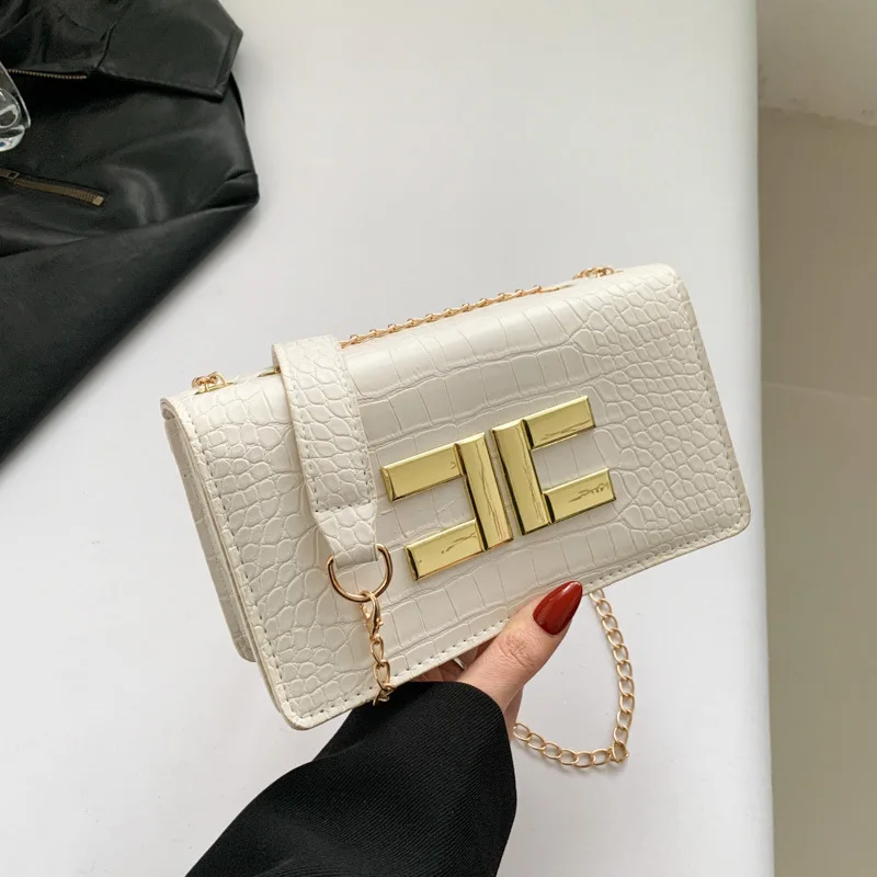 Luxury Designer Bags Women Handbag Fashion Simple Commute Small Square Bag Vintage Alligator Pattern Flap Shoulder Crossbody Bag