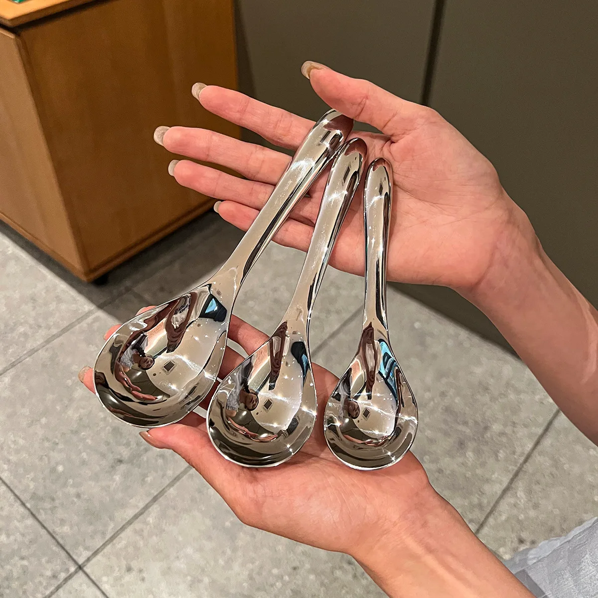 4 قطعة 316 sendok تناول الفولاذ المقاوم للصدأ هاودام تناول الطعام إندوك mendalam anak-anak ميني ببر إرسوك بولات #1