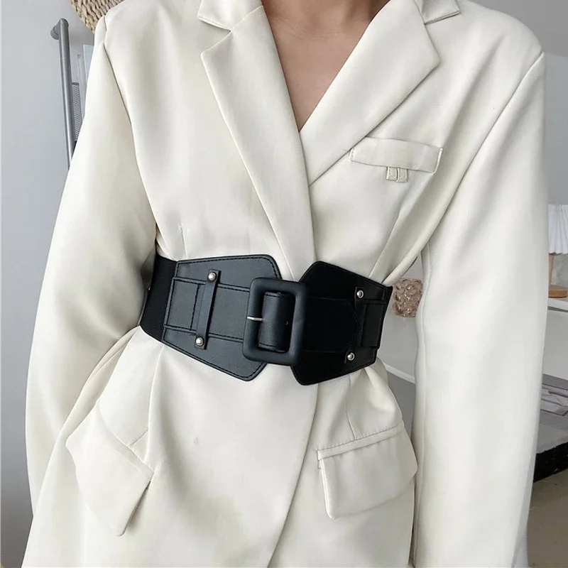 

2024 Wide Elastic Corset Belt Ladies Dress Suit Stretch Cummerbunds Plus Size Belts for Women High Quality Big Waistband White