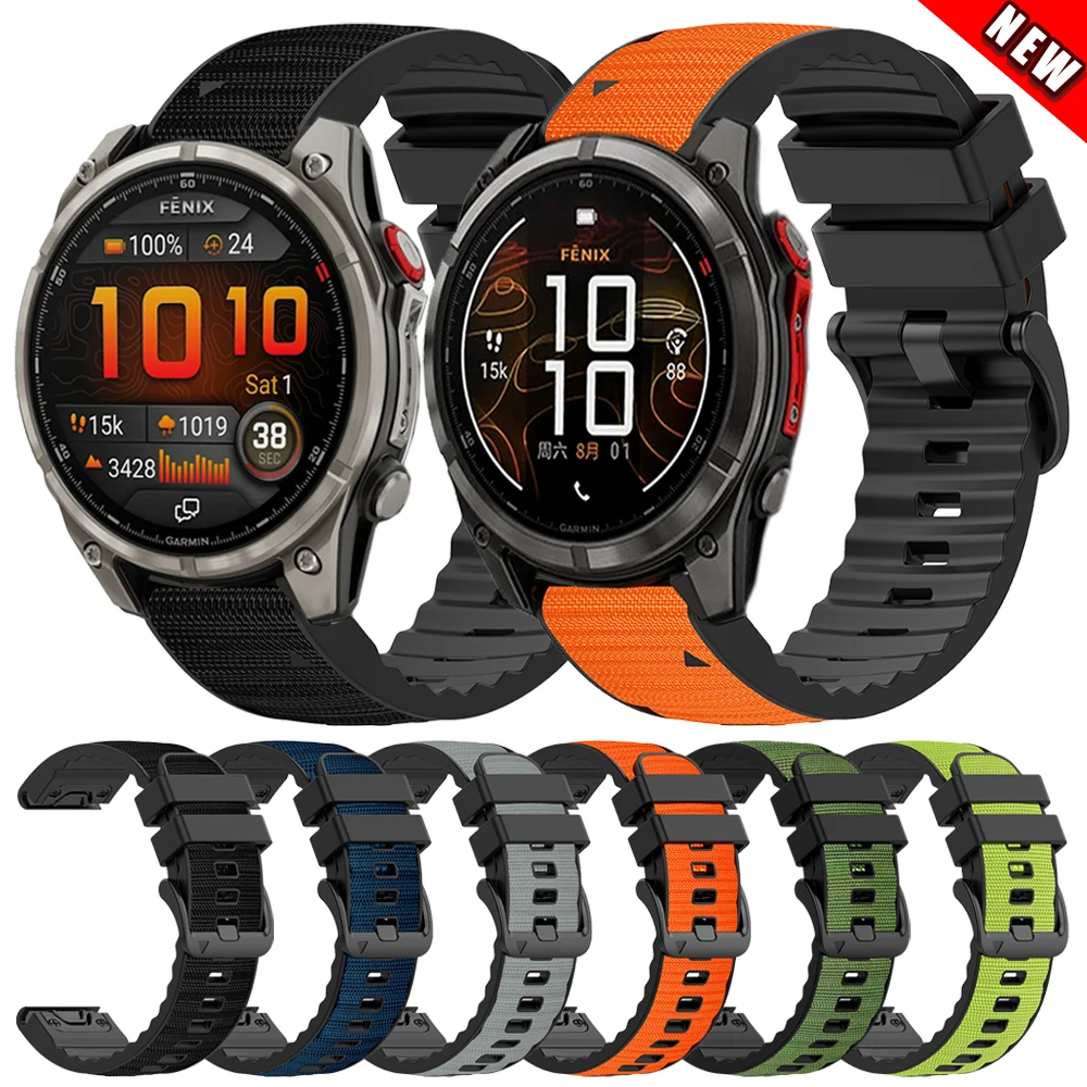 QuickFit 22 mm 26 mm Nylon-Silikonarmband für Garmin Fenix 8 PRO E 7x 6x Forerunner 970 965/Enduro 3/Epix pro Gen 2/QUATIX 8 Bänder
