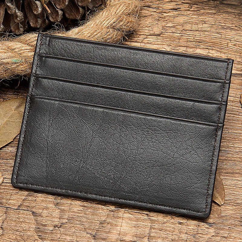 Genuine Leather Slim Minimalist Men's Wallet Thin Small Front Pocket Wallets ID Credit Card Holder Coin Purse for Men and Women