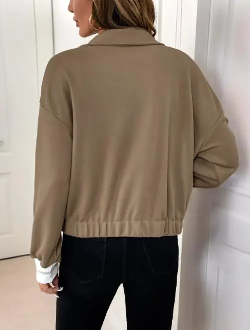 2025 New Autumn and Winter Commuting Casual Simple Style Color Blocked Long Sleeved Lapel Solid Color Jacket for Women