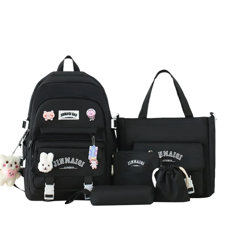 Student Cartoon Schoolbag Girls Forest Simple Large Capacity Children Backpack Solid Color Spine Protection Korean Waterproof