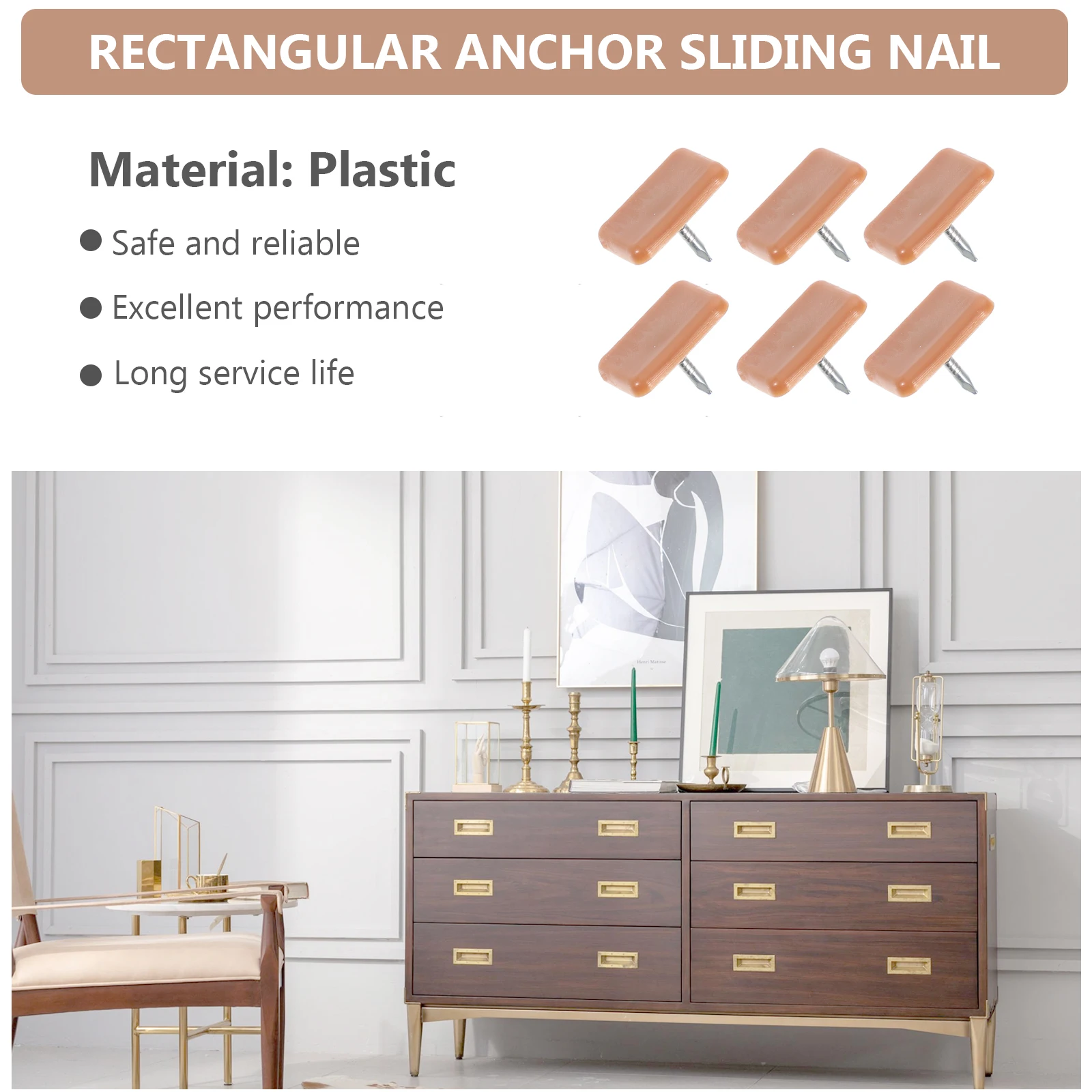 

60 Pcs Rectangular Plastic Sliding Nails Square Furniture Home Drawer Repair Floor Foot Slide Durable Safe Smooth Installation