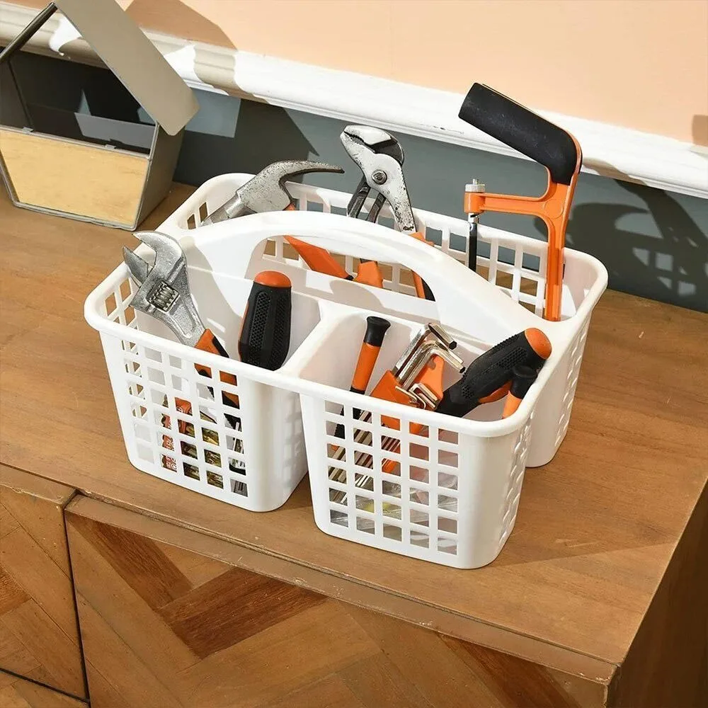 Durable Plastic Shower Basket Simple Functional Hollow Out Storage Basket Storage Holder For Bathroom/Toilet