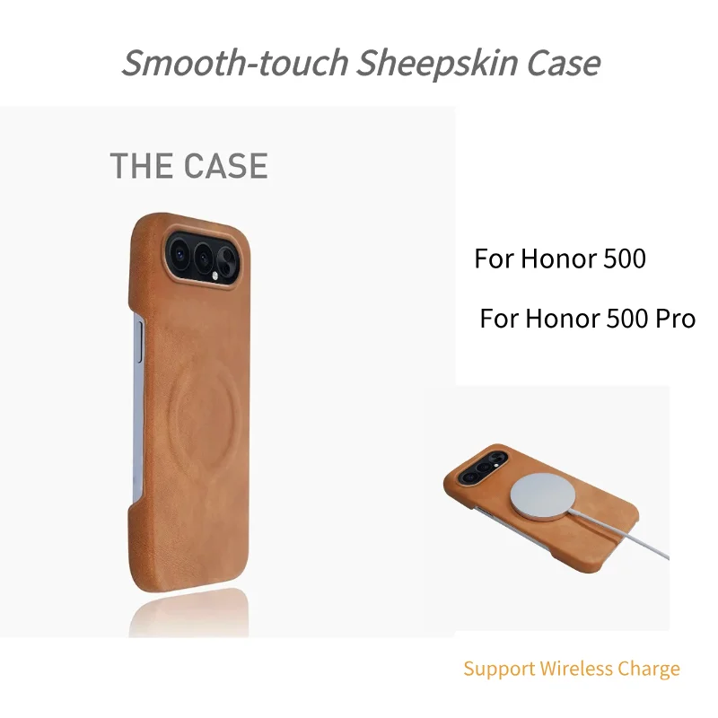 قسط الأعمال الرجعية الجلد ودية جلد الغنم نصف حزمة جراب هاتف ل الشرف 500 400 برو شاحن مغناطيسي للصدمات الغطاء الخلفي